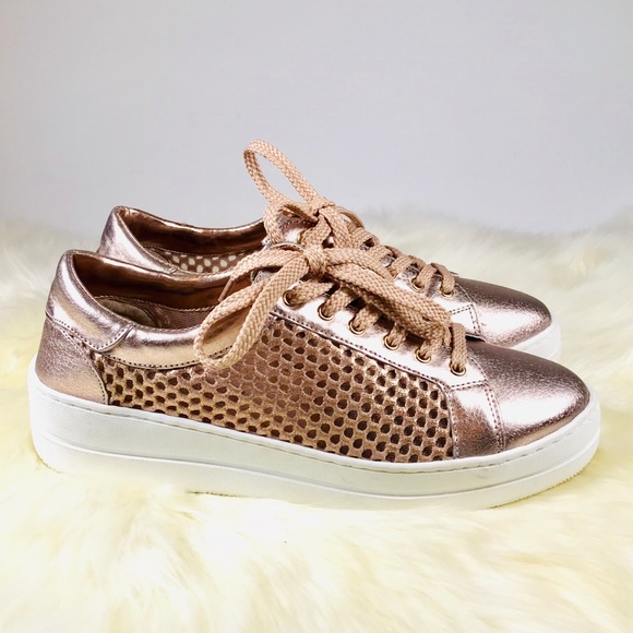 Steven By Steve Madden Shoes - Steve Madden Rose Gold Laser Cut Platform Sneakers